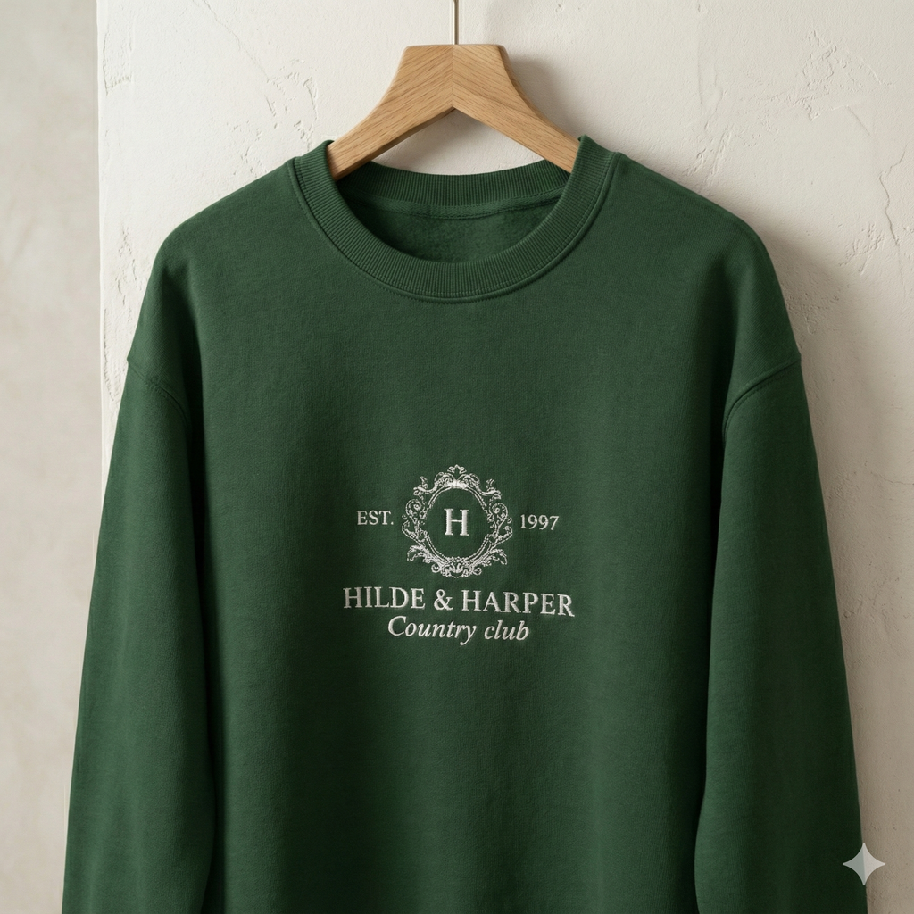 Minimal White Crewneck Sweatshirt with Subtle Center Logo