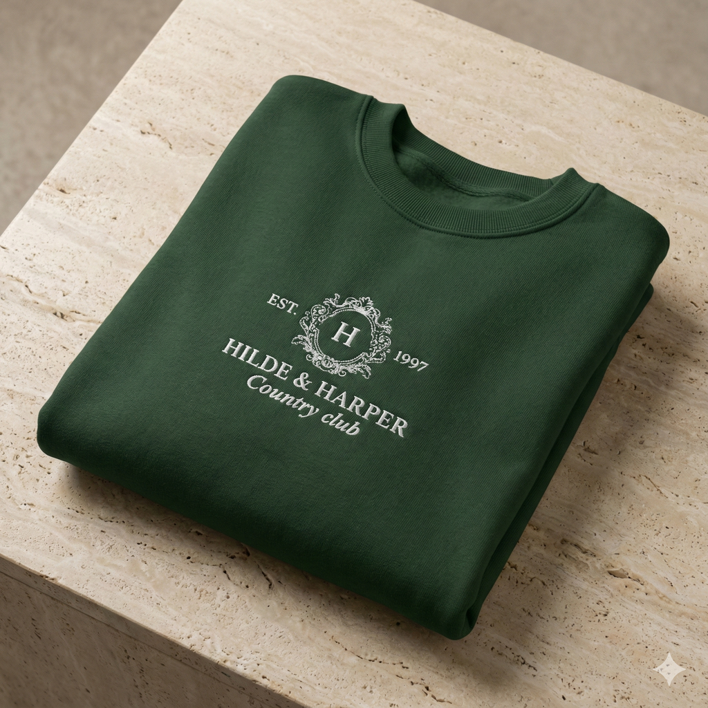 Minimal White Crewneck Sweatshirt with Subtle Center Logo