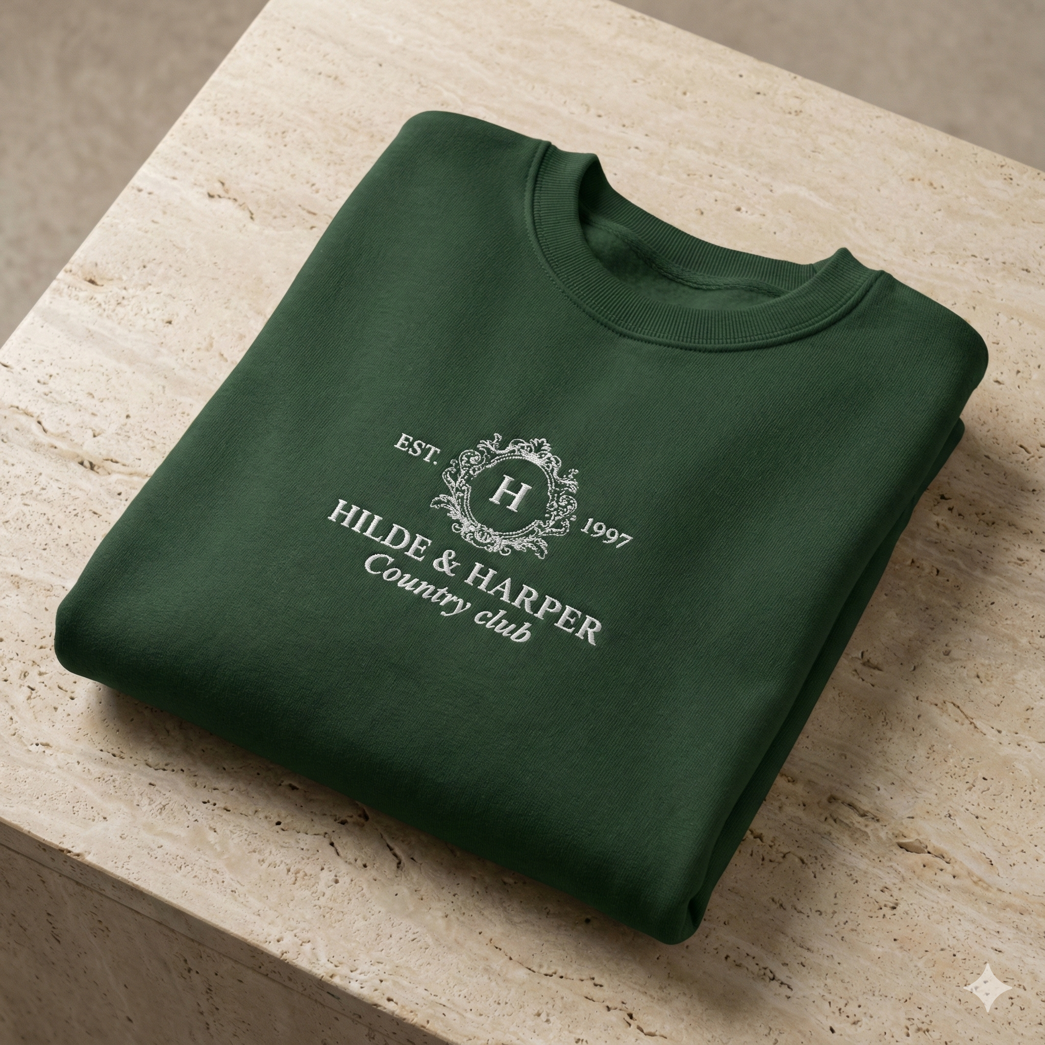 Minimal White Crewneck Sweatshirt with Subtle Center Logo