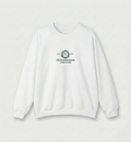 The heritage White Crewneck with Subtle Forest Green Logo
