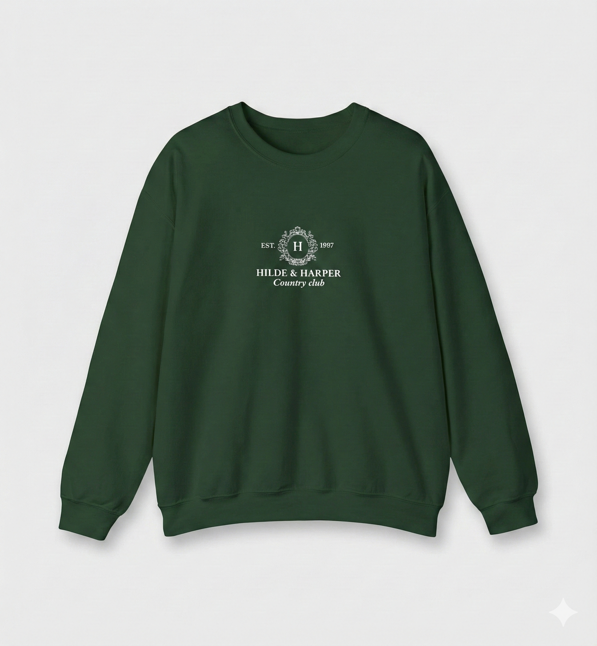 Minimal White Crewneck Sweatshirt with Subtle Center Logo