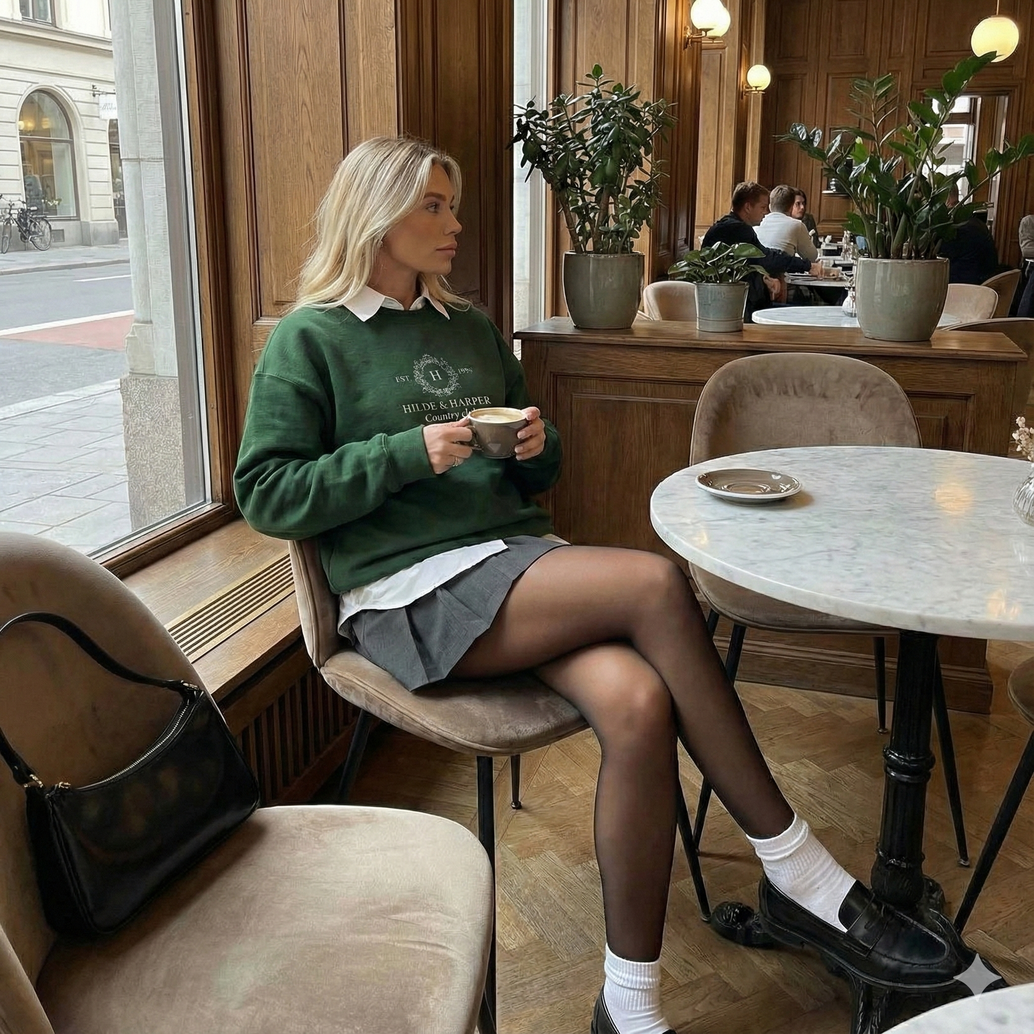 Minimal White Crewneck Sweatshirt with Subtle Center Logo