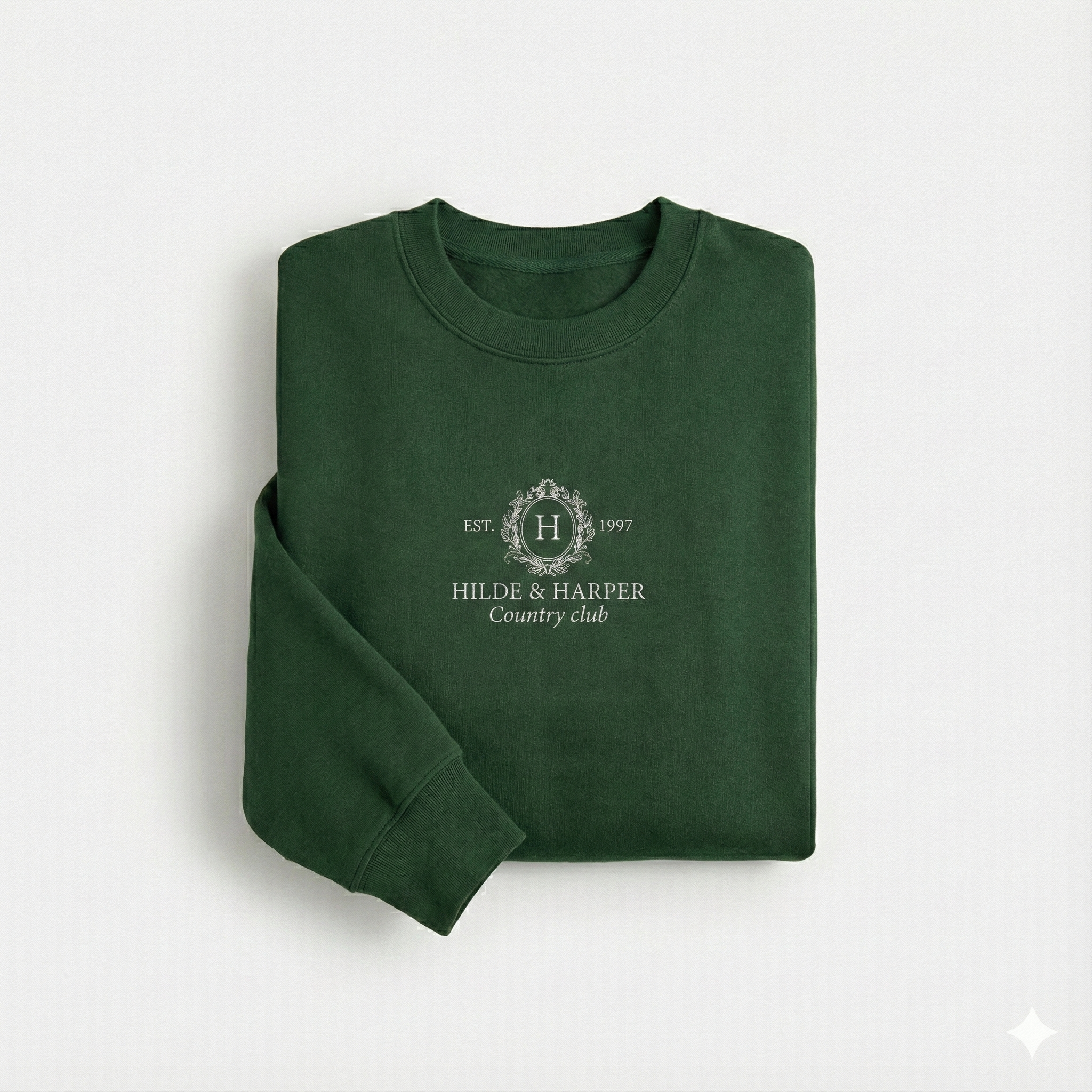 Minimal White Crewneck Sweatshirt with Subtle Center Logo